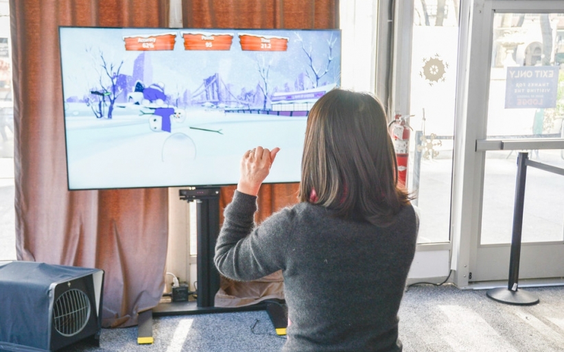 Winter lodge snowball game experience
